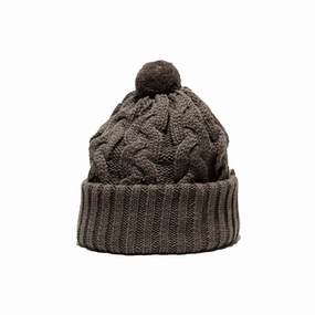 BIG CABLE KNIT CAP - Brown winter-knitted-hat