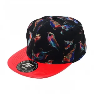 Bird Pattern Snapback with PU Flatbill Visor casual-dad-hat