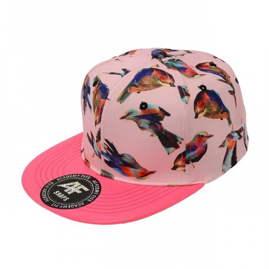 Bird Pattern Snapback with PU Flatbill Visor