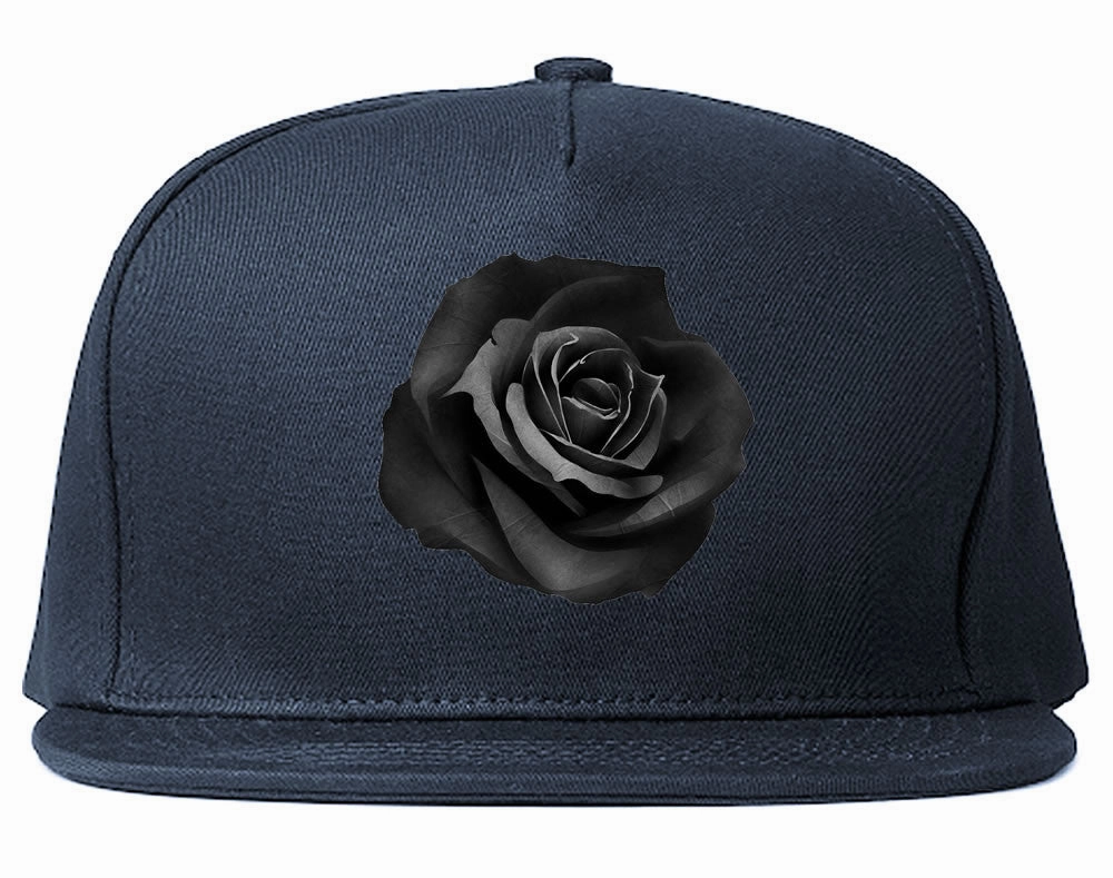 Black Noir Rose Flower Chest Logo Snapback Hat