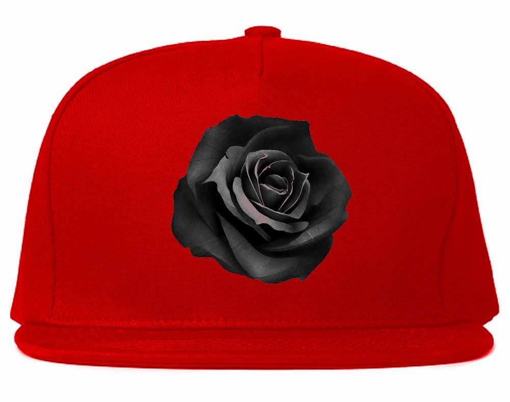 Black Noir Rose Flower Chest Logo Snapback Hat