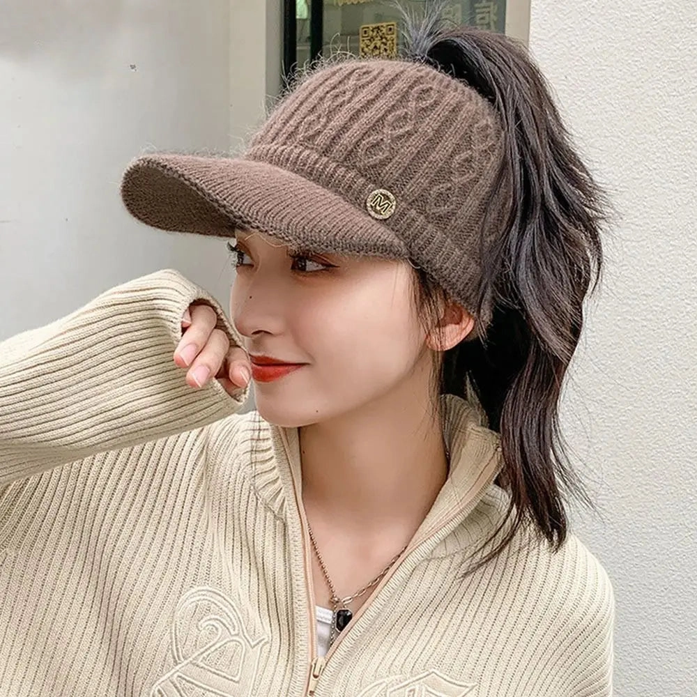 Bonnet Casquette Femme en Maille Tricote Douce - Celeste