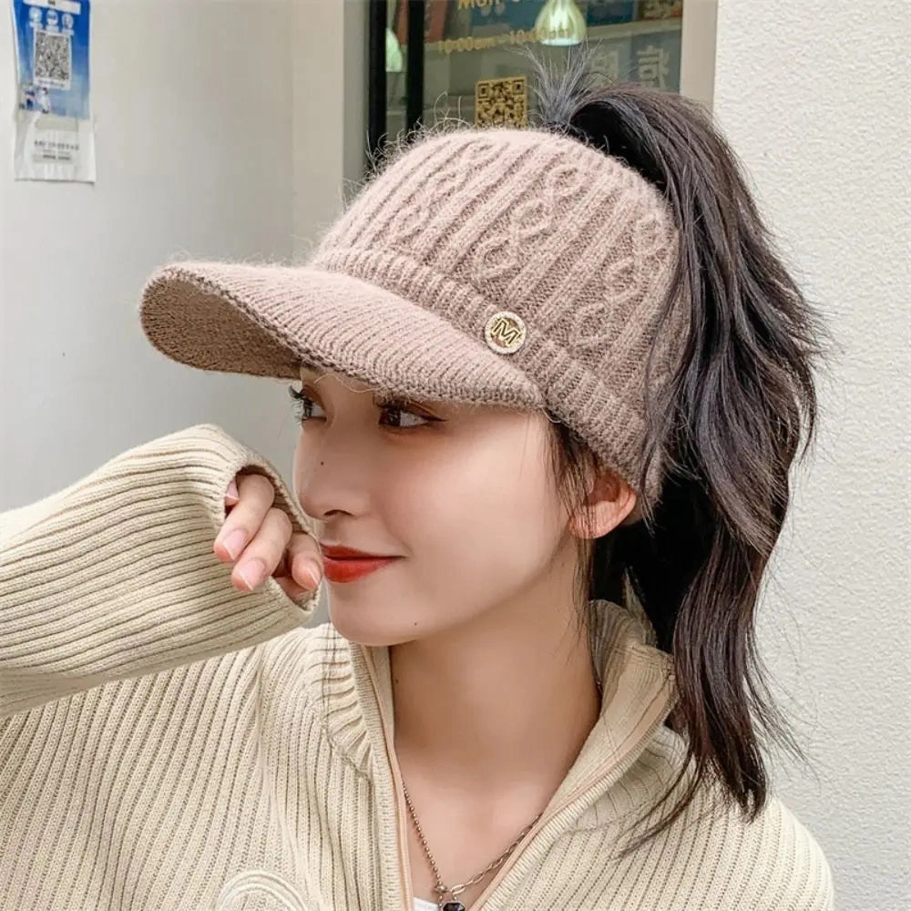 Bonnet Casquette Femme en Maille Tricote Douce - Celeste