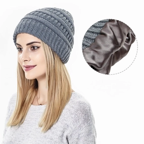 Bonnet Femme doubl en satin - Silkia winter-knitted-hat