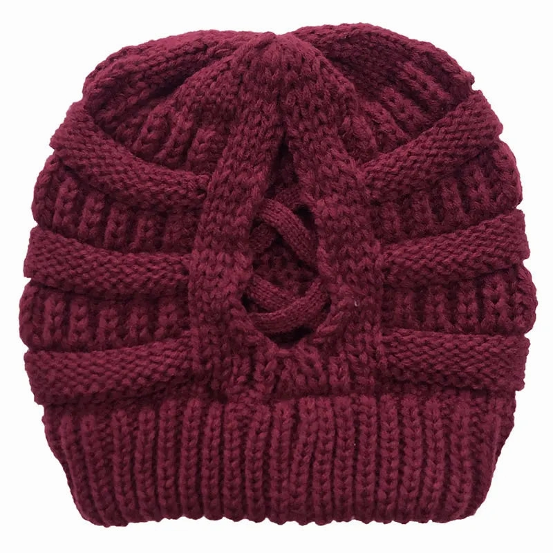 Bonnet Femme Hiver avec Ouverture pour Queue de Cheval - Pony