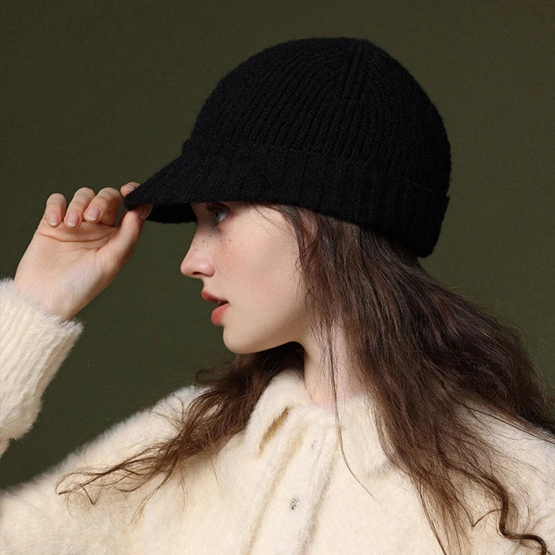 Bonnet Femme Hiver en Laine Doux avec Visire - SoftShield