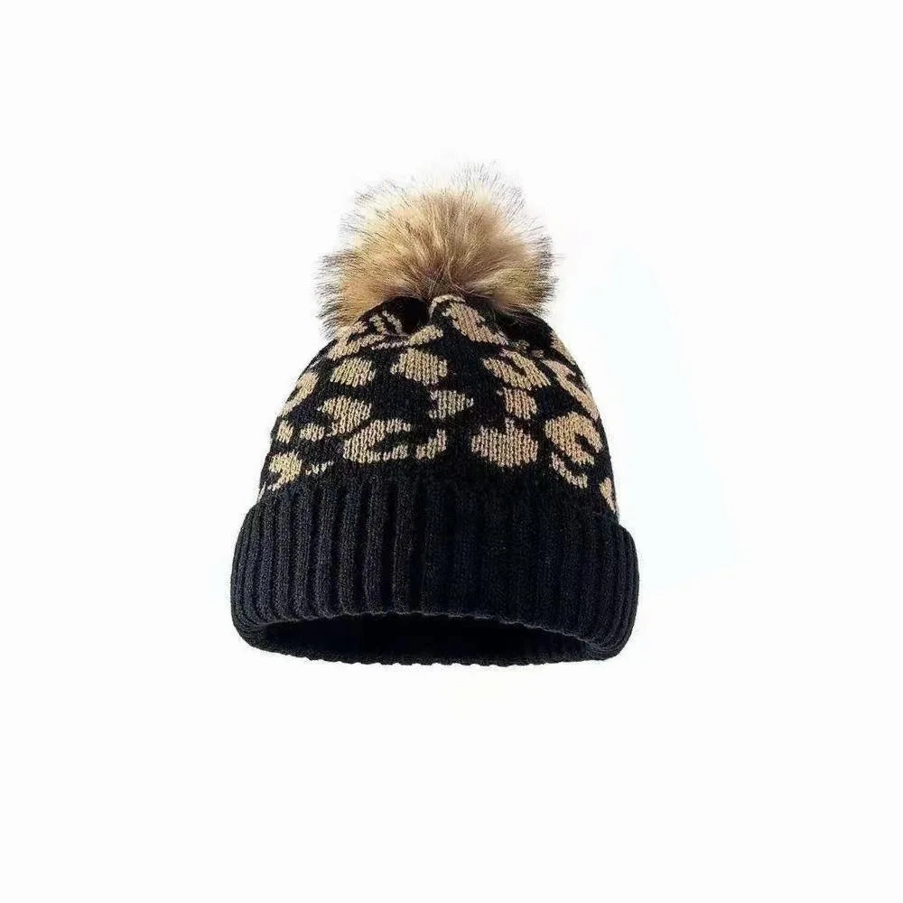 Bonnet Femme Lopard avec Pompon Douillet C Cheelyah
