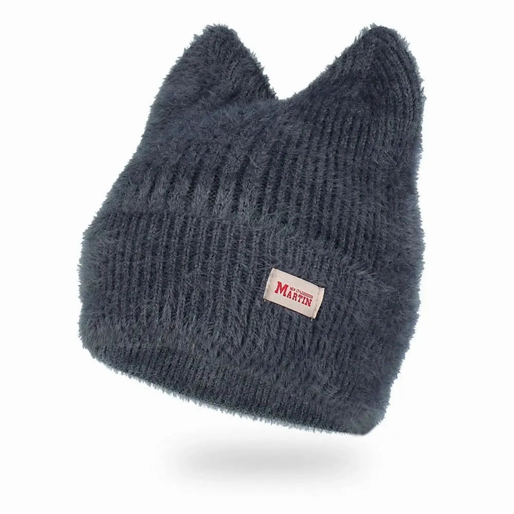 Bonnet Femme Tricot avec Oreilles de Chat C KittyFluff
