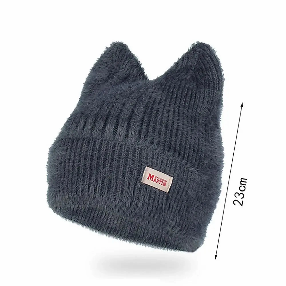 Bonnet Femme Tricot avec Oreilles de Chat C KittyFluff