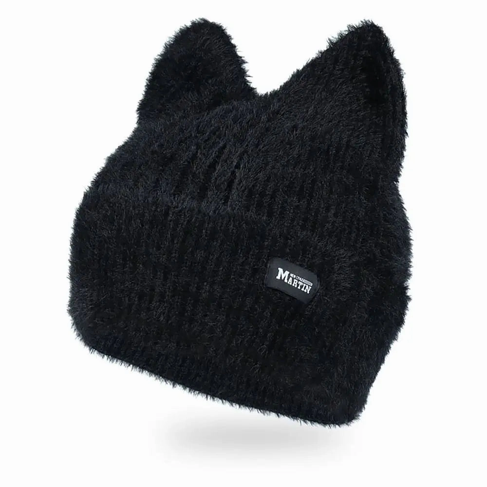 Bonnet Femme Tricot avec Oreilles de Chat C KittyFluff