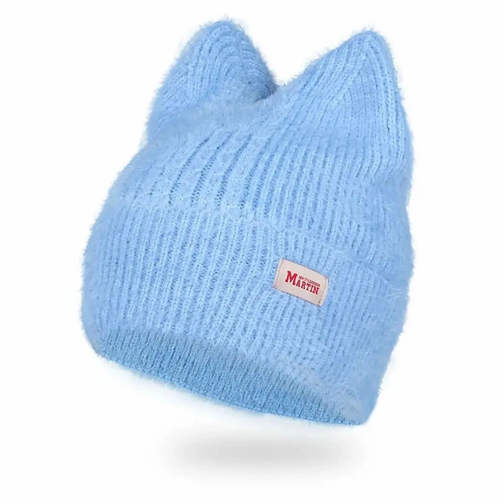 Bonnet Femme Tricot avec Oreilles de Chat C KittyFluff