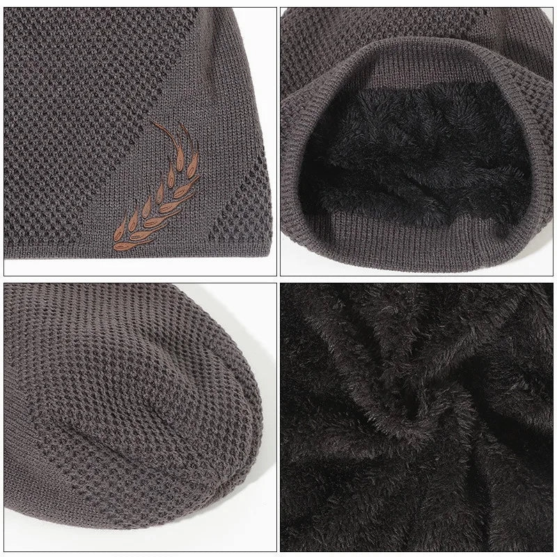 Bonnet Long en Maille avec Broderie Feuille - LeafyWarm