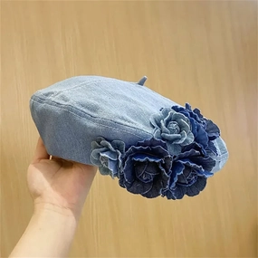 Bret Femme en Jean Fleur fashion-beret