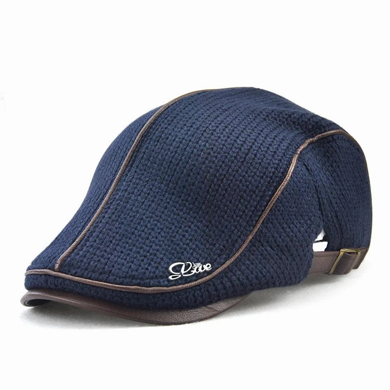 Bret Homme Coton Maille avec Bordure en Cuir Rglable - Metro fashion-beret