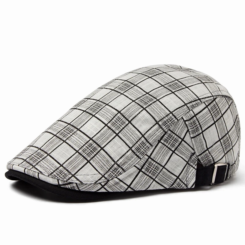 Bret Homme Rglable en Coton avec Motif Carreaux - Pixel