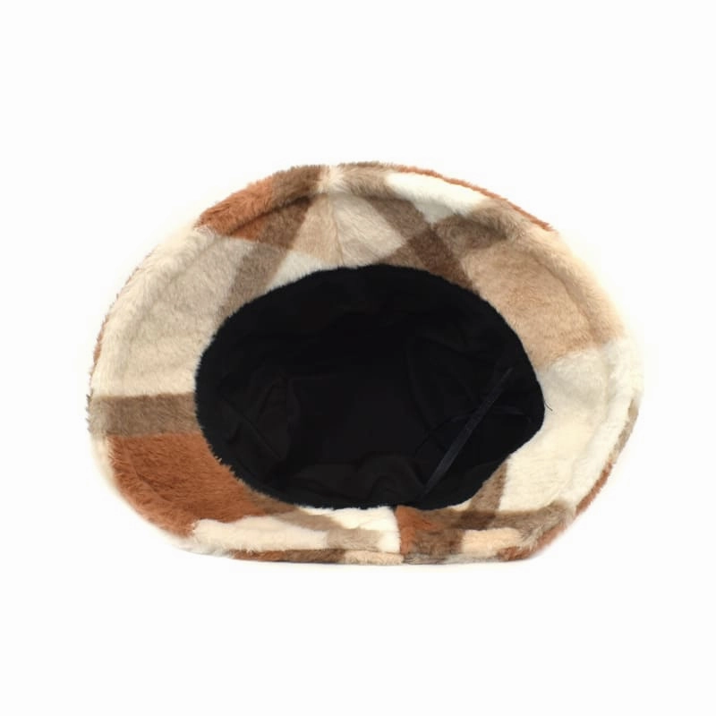 Brown Tartan Fur Bucket hat