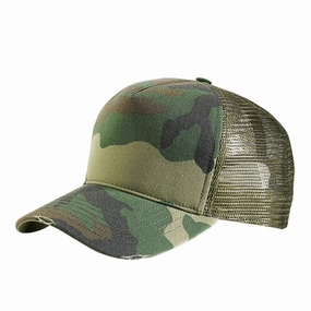 Camouflage Distressed Mesh Back Summer Trucker Washed Adjustable Cap casual-trucker-hat