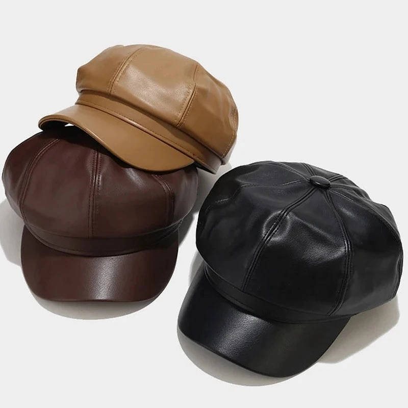 Casquette Gavroche Femme en Cuir - Chic
