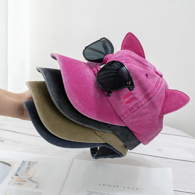 Cat Ear Pilot Sunglasses Baseball Cap