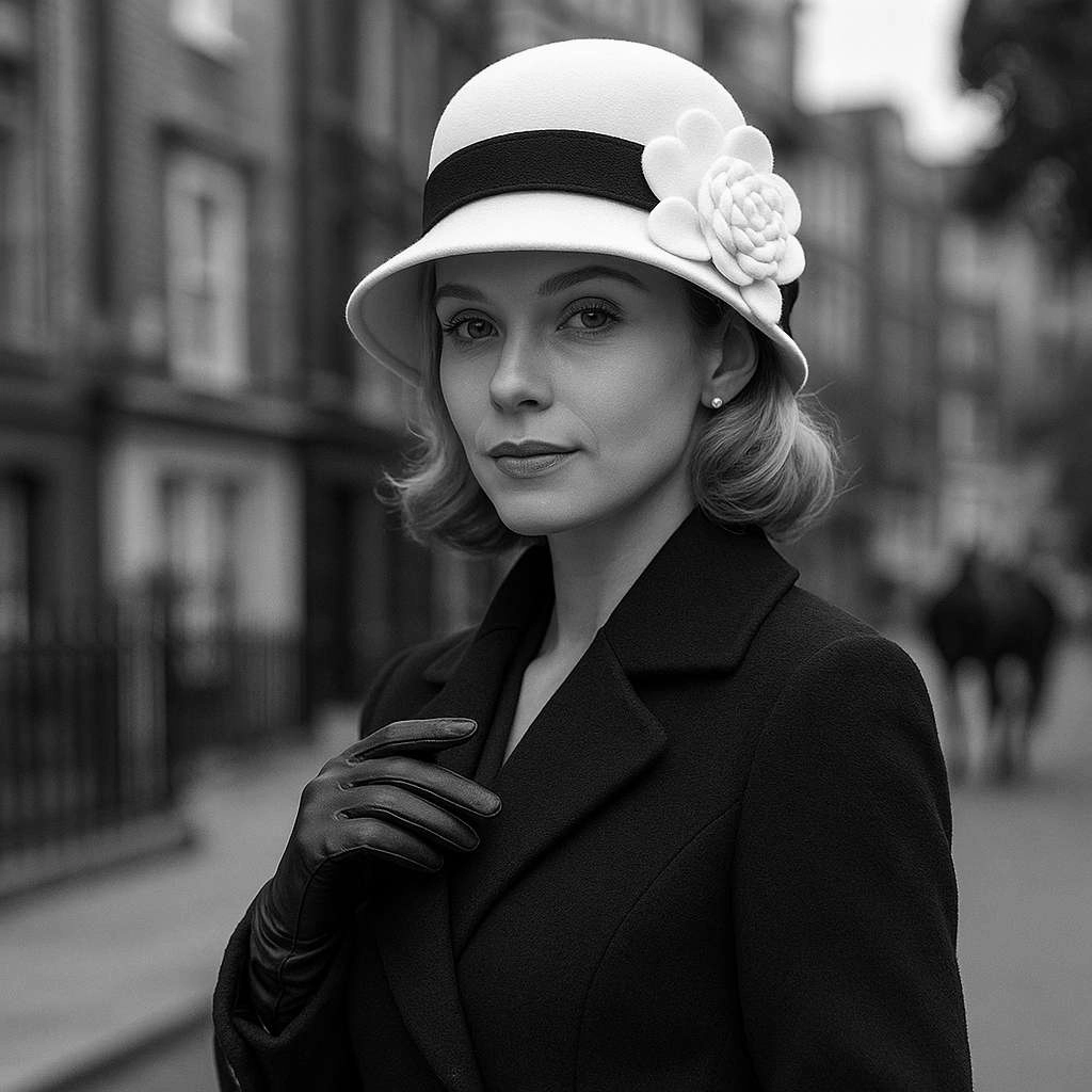 Chapeau Cloche Melon Femme Black&White