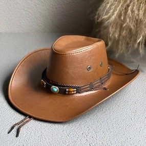 Chapeau Cowboy Cuir - VaqueroVista spring-straw-hat