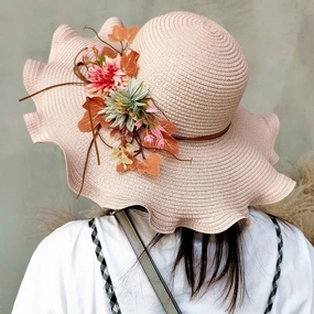Chapeau de Paille Femme  Fleur Large Bord - Wavym spring-straw-hat