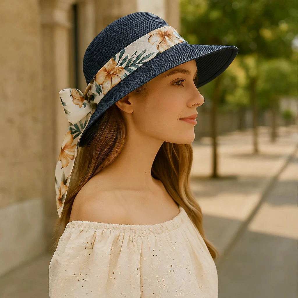Chapeau de Paille  Larges Bords C Ruban Fleuri Tropical spring-straw-hat
