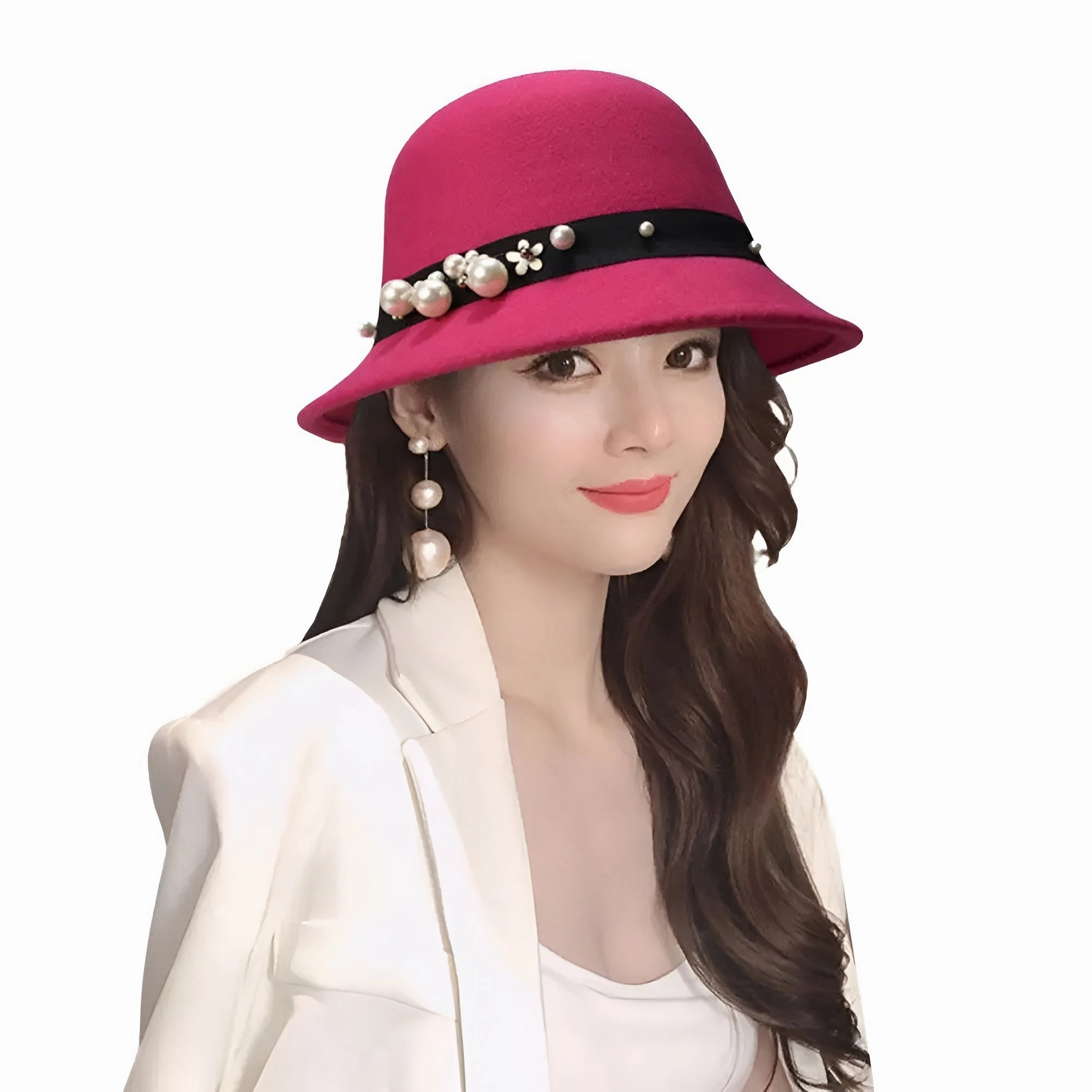 Chapeau Melon Cloche Femme - Perle