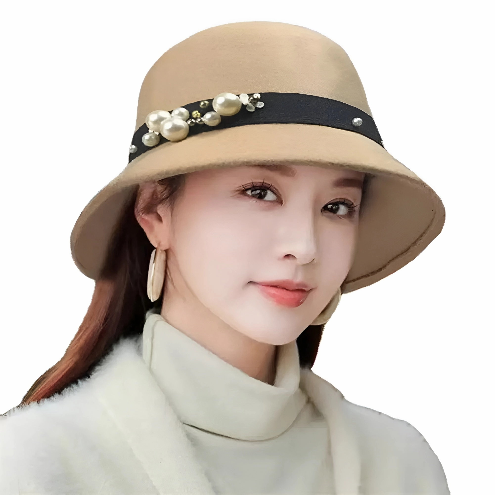 Chapeau Melon Cloche Femme - Perle