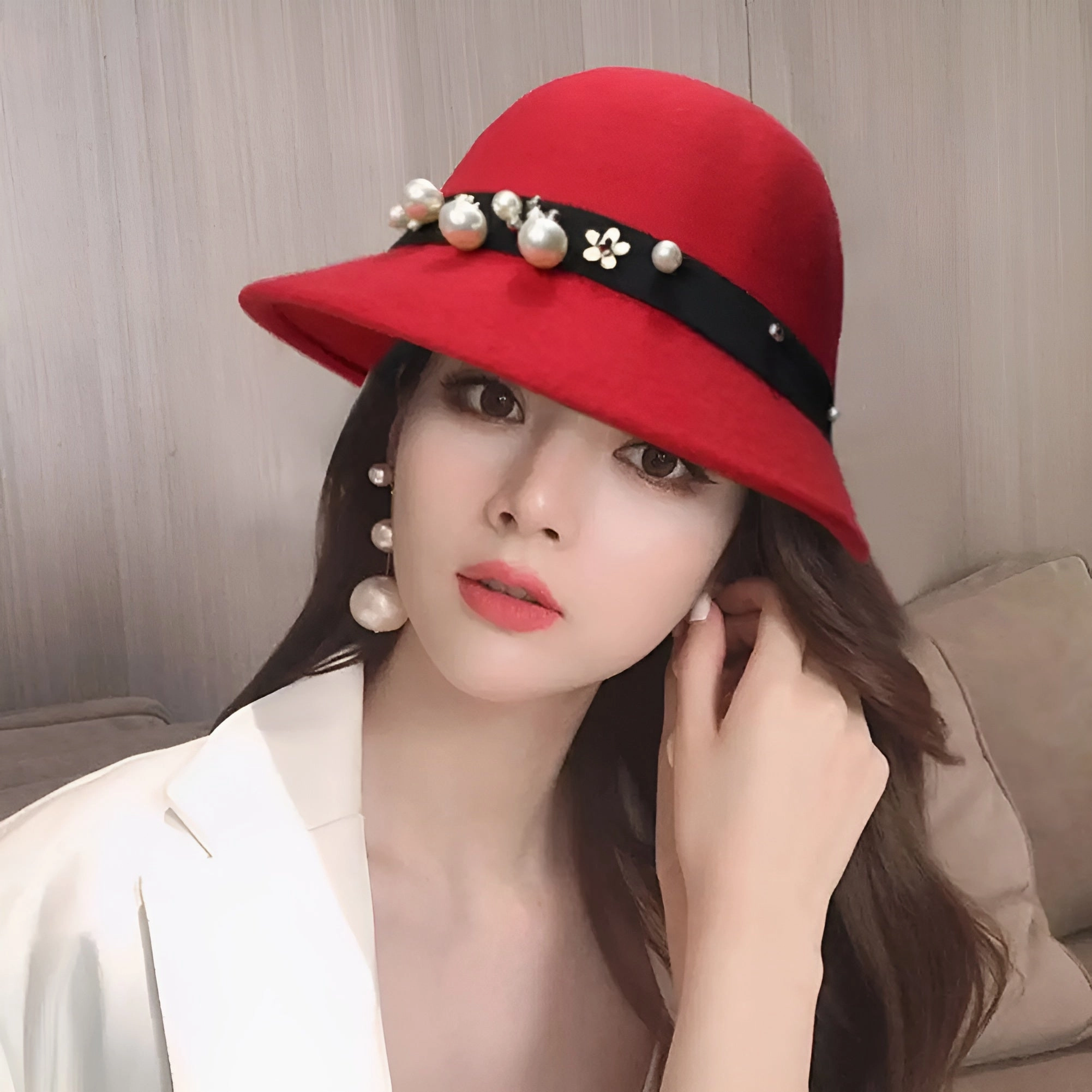 Chapeau Melon Cloche Femme - Perle