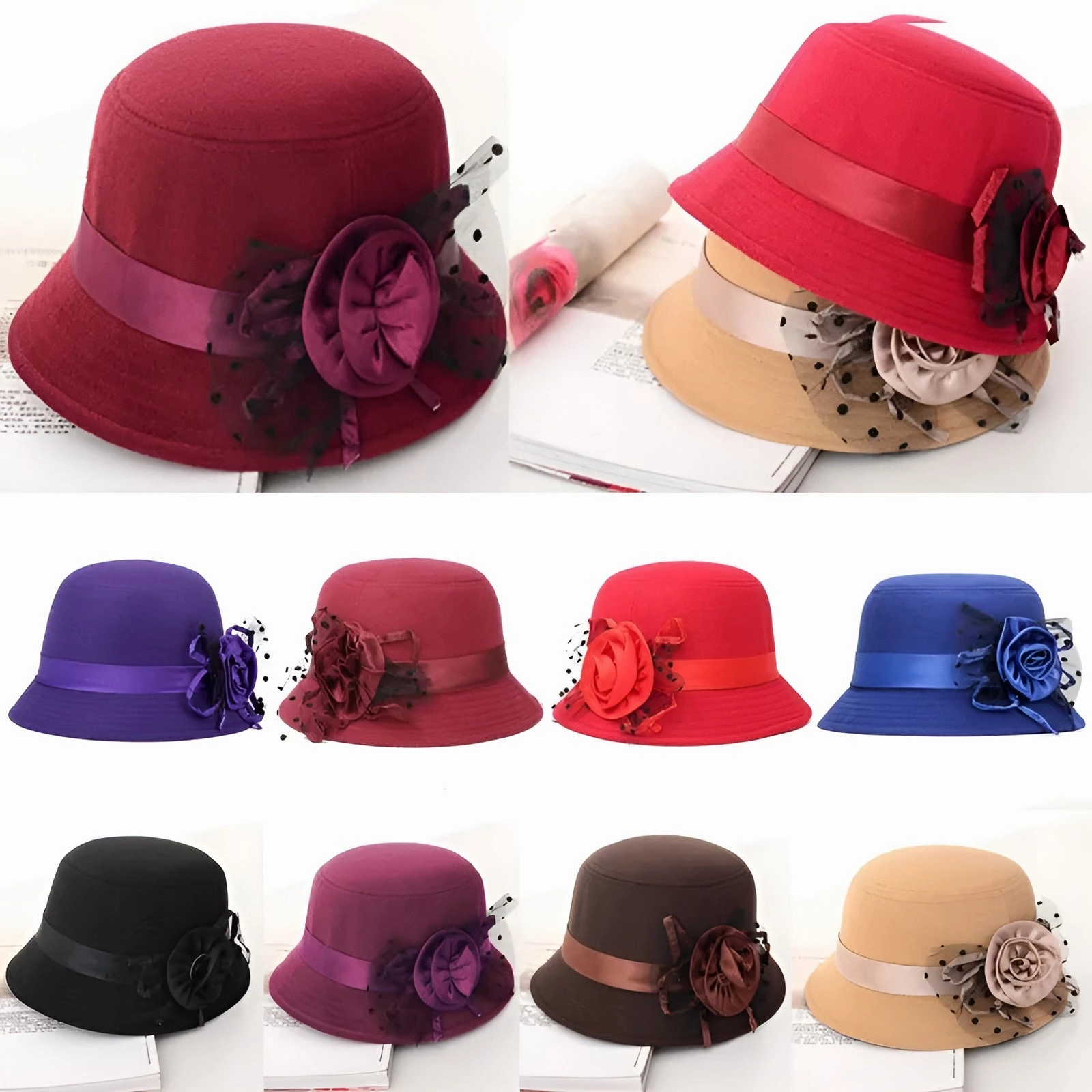 Chapeau Melon Cloche Femme Fleur