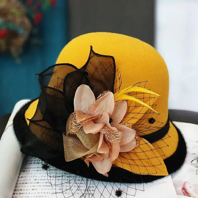 Chapeau Melon.Cloche Femme  Fleur
