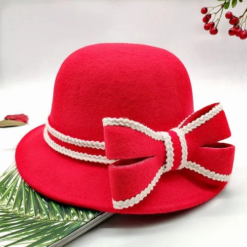 Chapeau Melon Cloche Femme Noeud Hiver