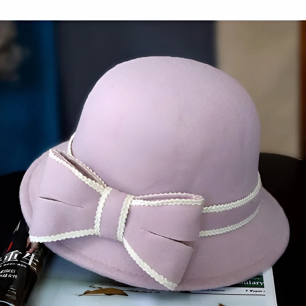 Chapeau Melon Cloche Femme Noeud Hiver