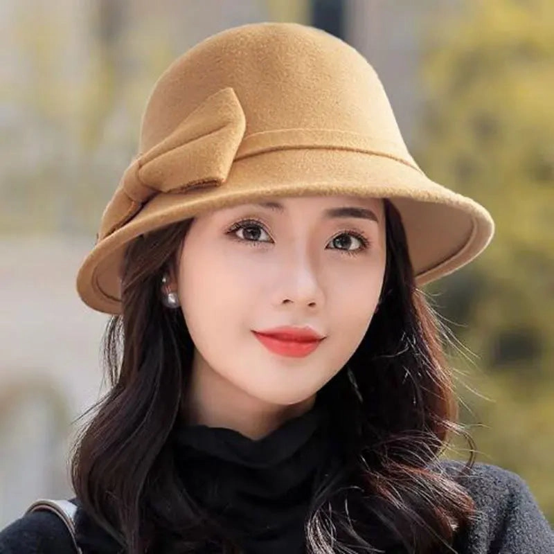 Chapeau Melon Cloche Femme Noeud Suede