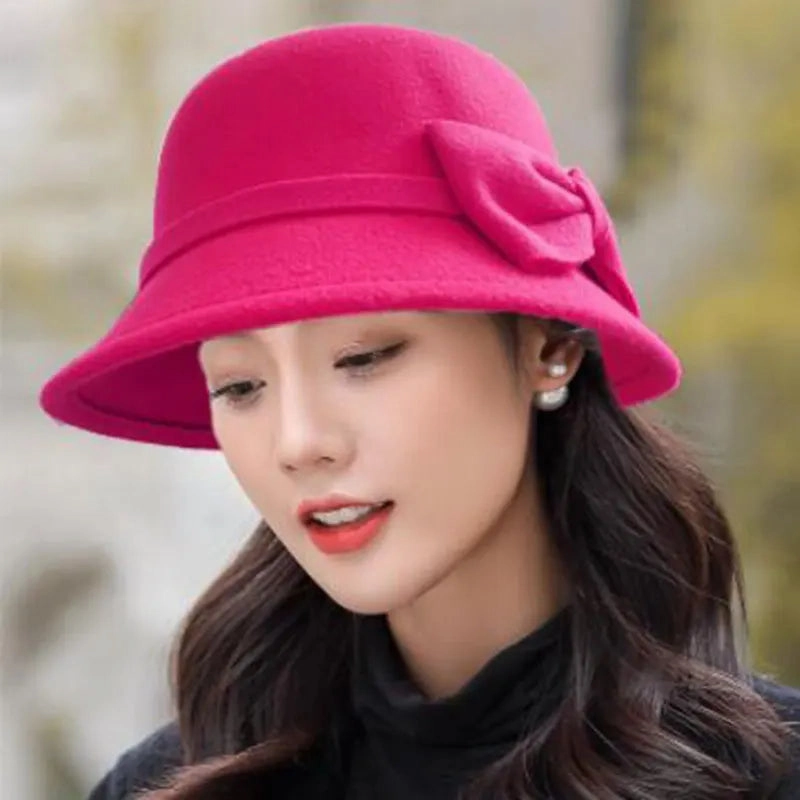 Chapeau Melon Cloche Femme Noeud Suede