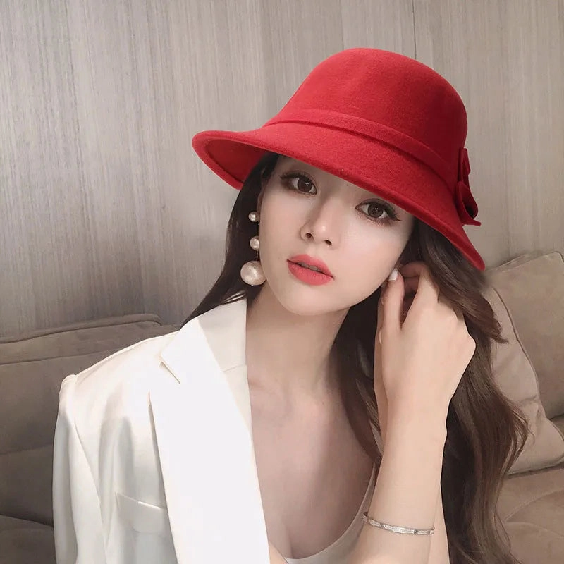 Chapeau Melon Cloche Femme Noeud Suede