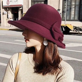 Chapeau Melon Cloche Femme Noeud Suede spring-straw-hat