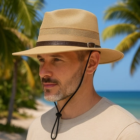 Chapeau Panama Homme Ar Avec Cordon C Solaro spring-straw-hat