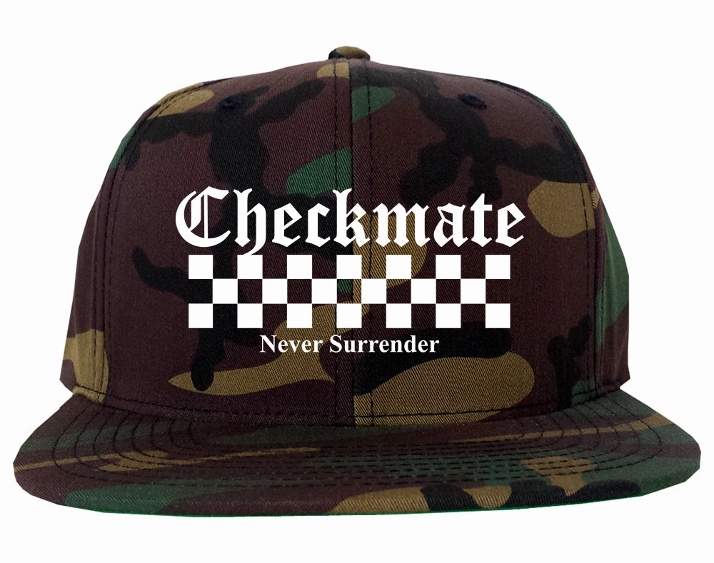 Checkmate Never Surrender Chess Mens Snapback Hat