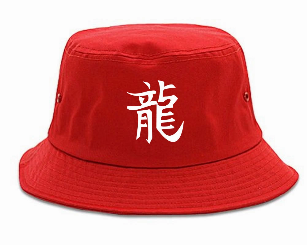 Chinese Symbol For Dragon Chest Mens Bucket Hat