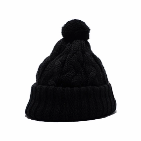 CHUNKY CABLE BEANIE - Black winter-knitted-hat