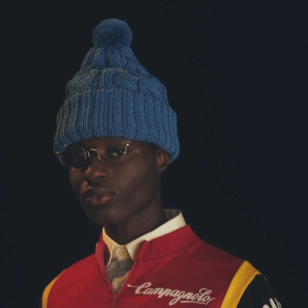 CHUNKY CABLE BEANIE - Blue