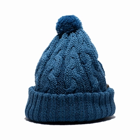 CHUNKY CABLE BEANIE - Blue winter-knitted-hat