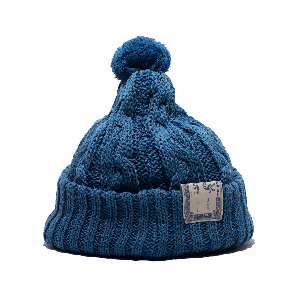 CHUNKY CABLE BEANIE - Blue
