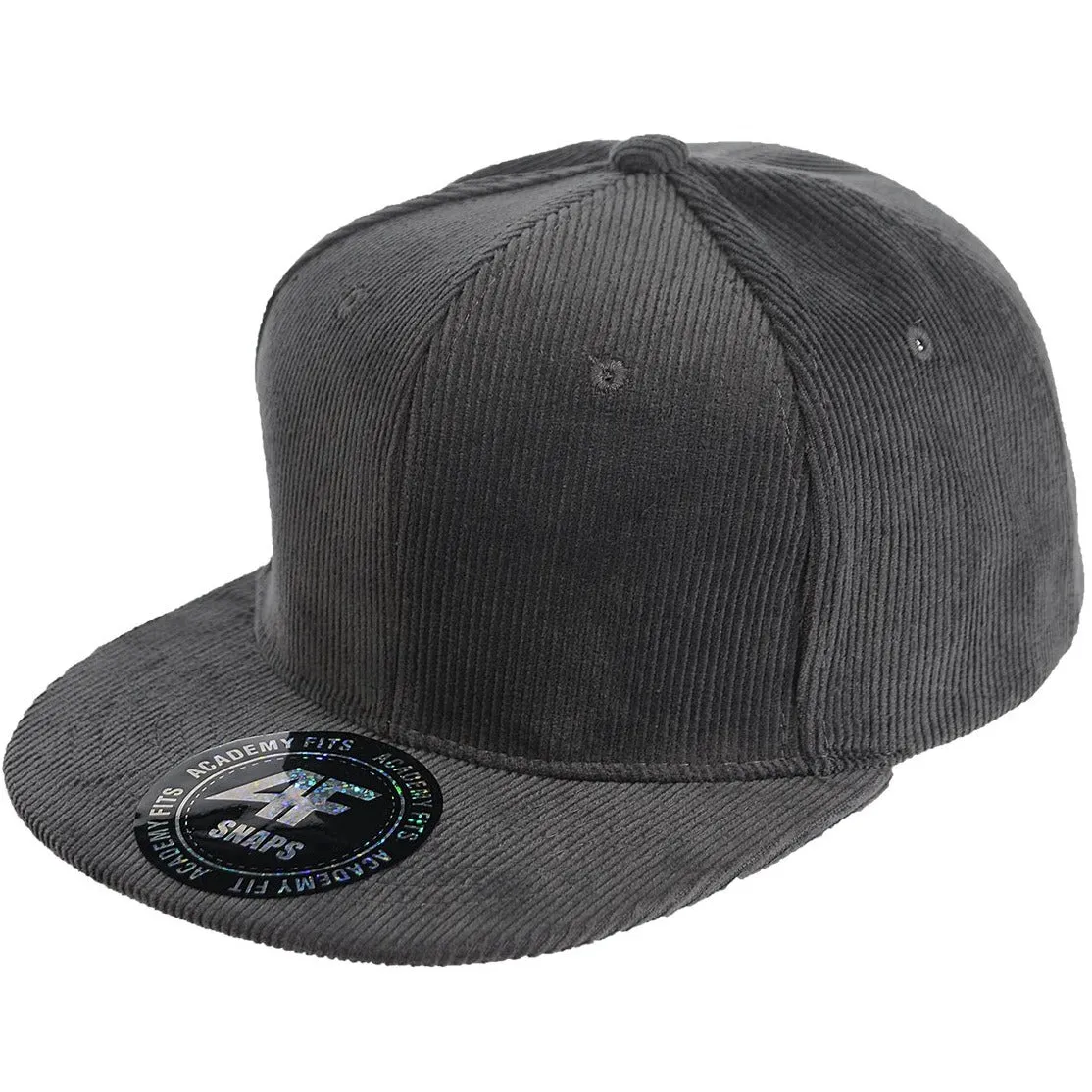 Corduroy Flat Bill Adjustable Leather Strapbacks
