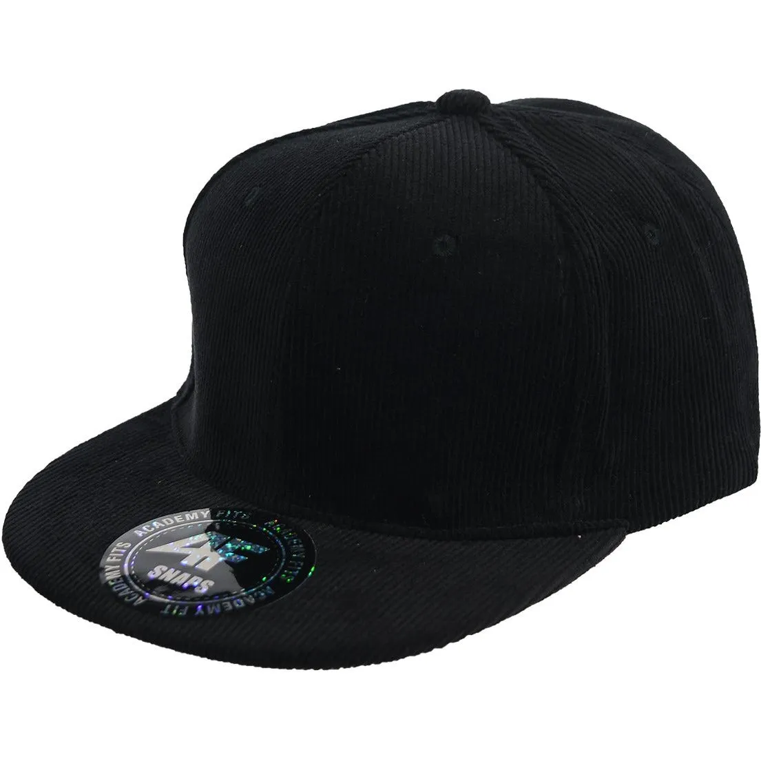 Corduroy Flat Bill Adjustable Leather Strapbacks