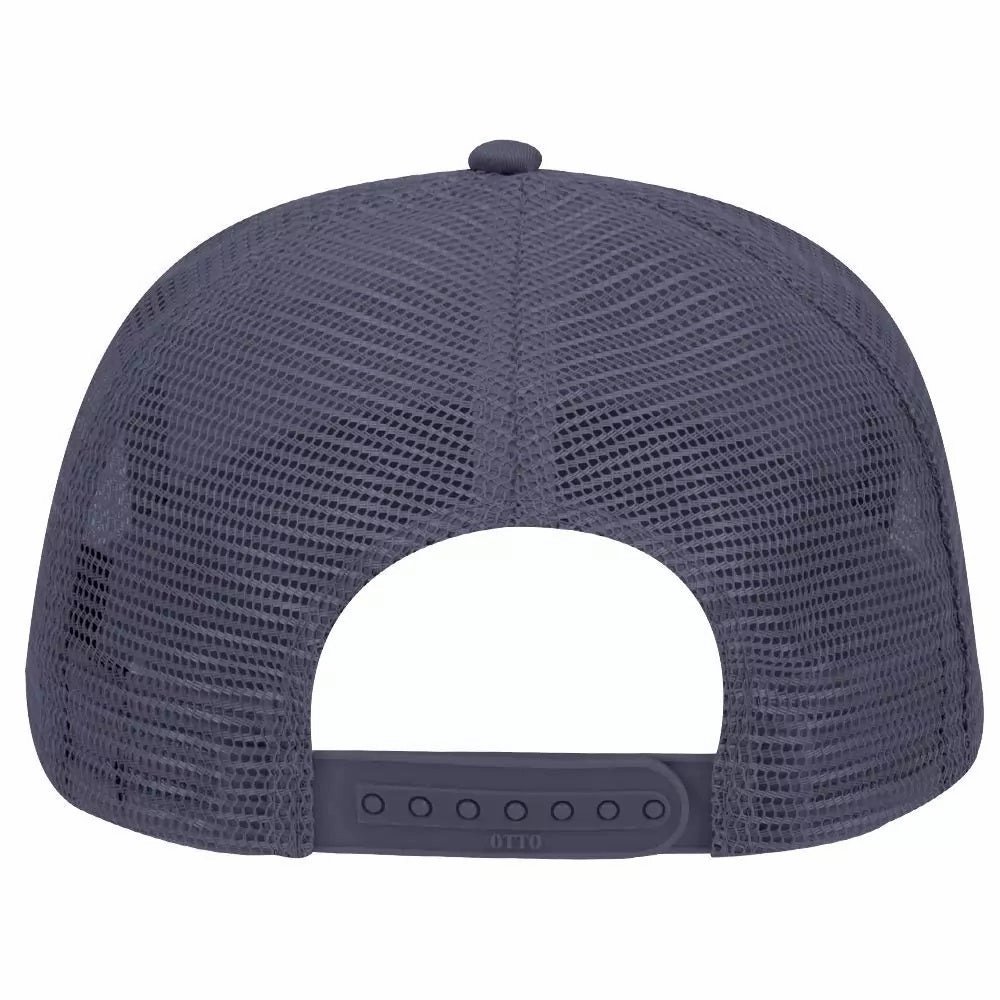 Cotton Blend Twill Five Panel Mid Profile Style Mesh Back Trucker Hat
