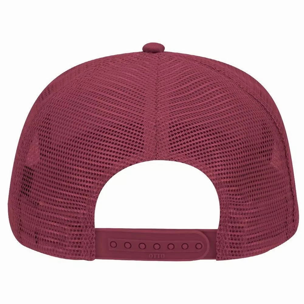 Cotton Blend Twill Five Panel Mid Profile Style Mesh Back Trucker Hat