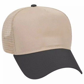 Cotton Blend Twill Five Panel Mid Profile Style Mesh Back Trucker Hat casual-trucker-hat
